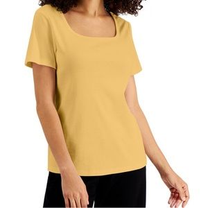 Karen Scott Squared Neck Cotton Top